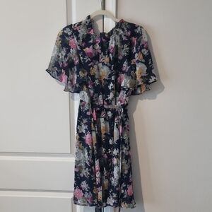 NBW Navy Floral Chiffon Dress